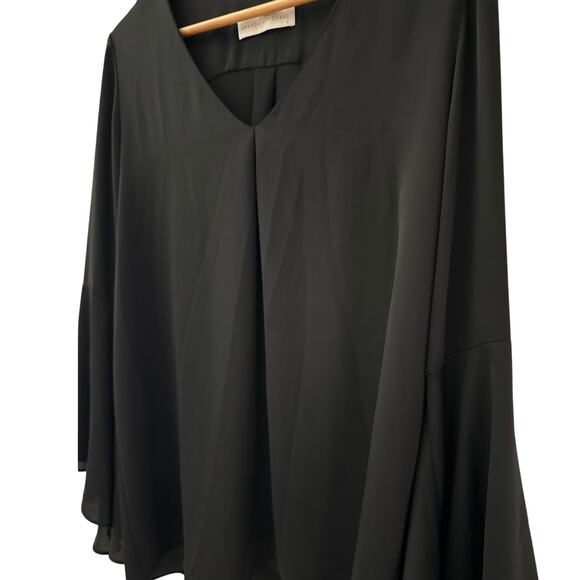 Amanda Uprichard Laura Bell Sleeve V Neck Top Black Size Medium - Picture 5 of 10